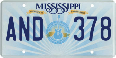 MS license plate AND378