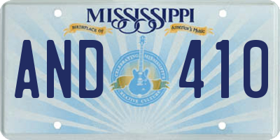 MS license plate AND410