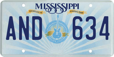 MS license plate AND634