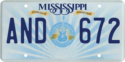 MS license plate AND672
