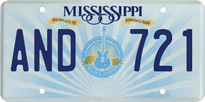 MS license plate AND721