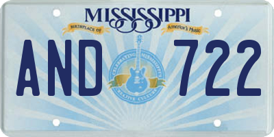 MS license plate AND722