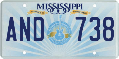 MS license plate AND738