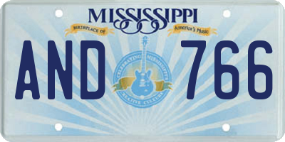 MS license plate AND766