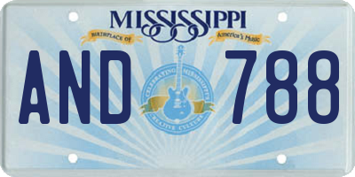 MS license plate AND788