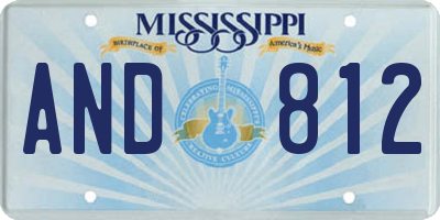 MS license plate AND812