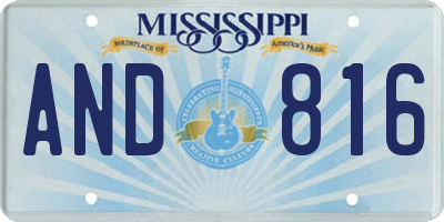 MS license plate AND816