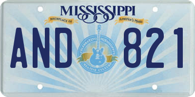 MS license plate AND821