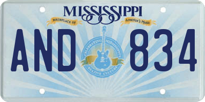 MS license plate AND834