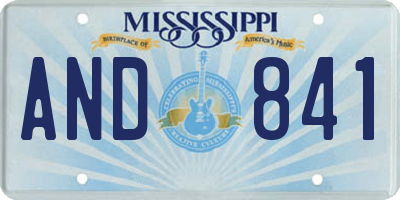 MS license plate AND841