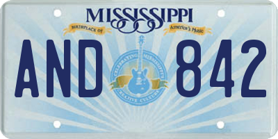 MS license plate AND842