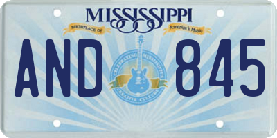 MS license plate AND845