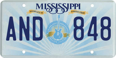 MS license plate AND848