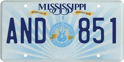 MS license plate AND851
