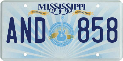MS license plate AND858