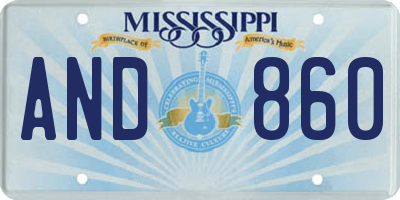 MS license plate AND860