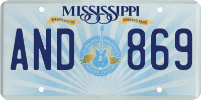 MS license plate AND869