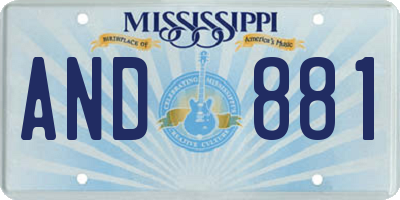 MS license plate AND881