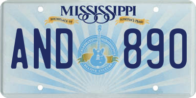 MS license plate AND890