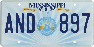 MS license plate AND897