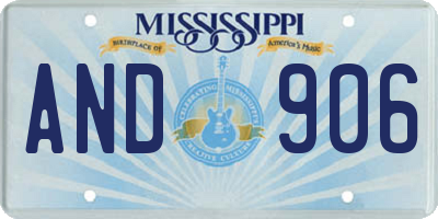MS license plate AND906