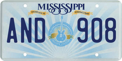 MS license plate AND908