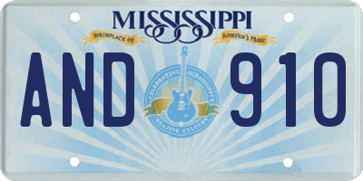 MS license plate AND910