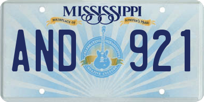 MS license plate AND921