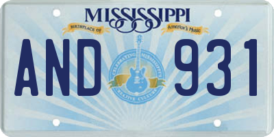 MS license plate AND931