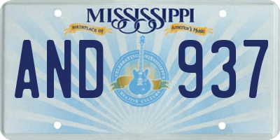MS license plate AND937