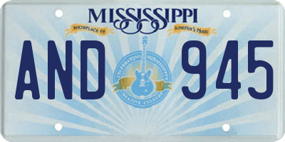 MS license plate AND945