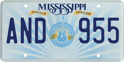 MS license plate AND955