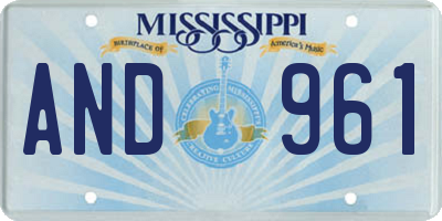 MS license plate AND961