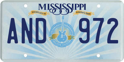MS license plate AND972