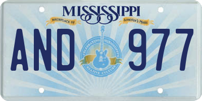 MS license plate AND977