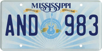 MS license plate AND983
