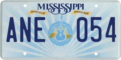 MS license plate ANE054