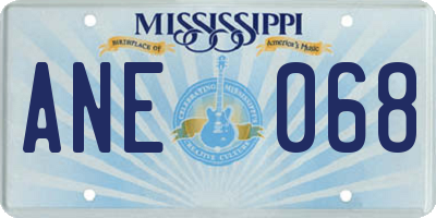 MS license plate ANE068