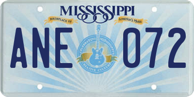 MS license plate ANE072