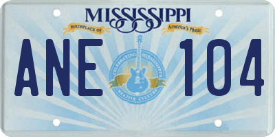MS license plate ANE104