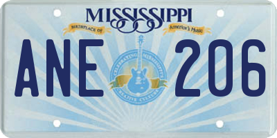 MS license plate ANE206