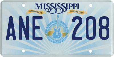 MS license plate ANE208