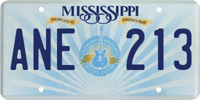 MS license plate ANE213