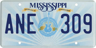 MS license plate ANE309