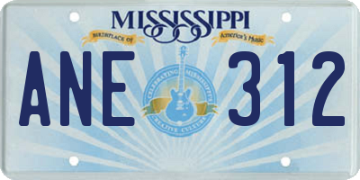 MS license plate ANE312