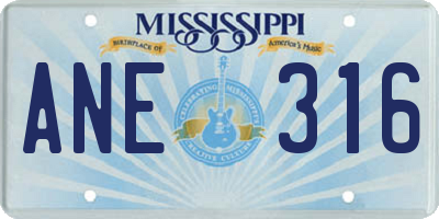 MS license plate ANE316