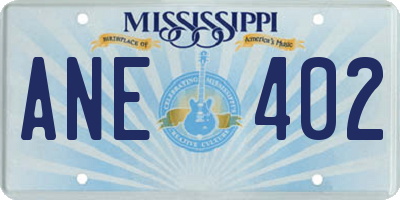 MS license plate ANE402