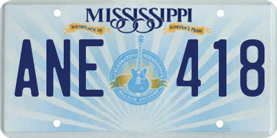 MS license plate ANE418