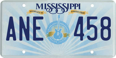MS license plate ANE458