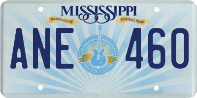 MS license plate ANE460